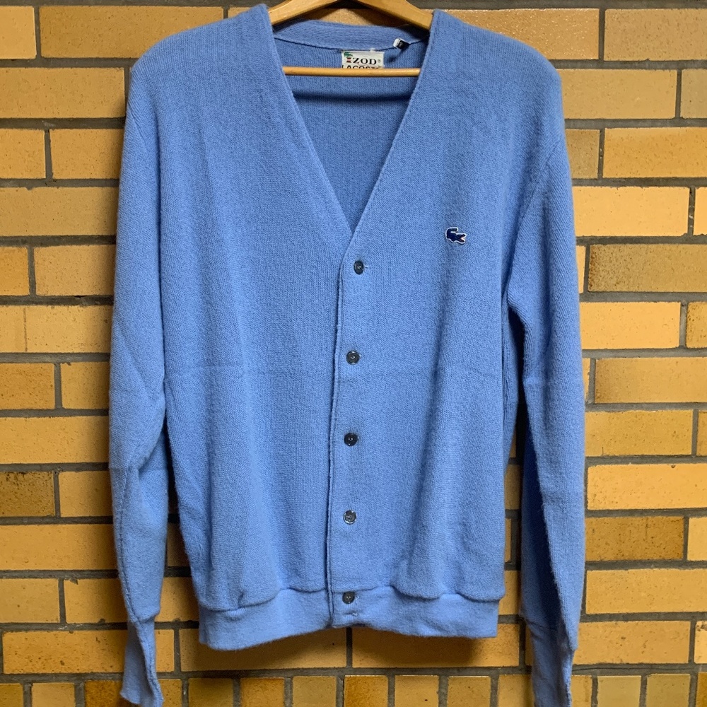 Vintage Izod Lacoste Cardigan Sweater Lt Blue XL